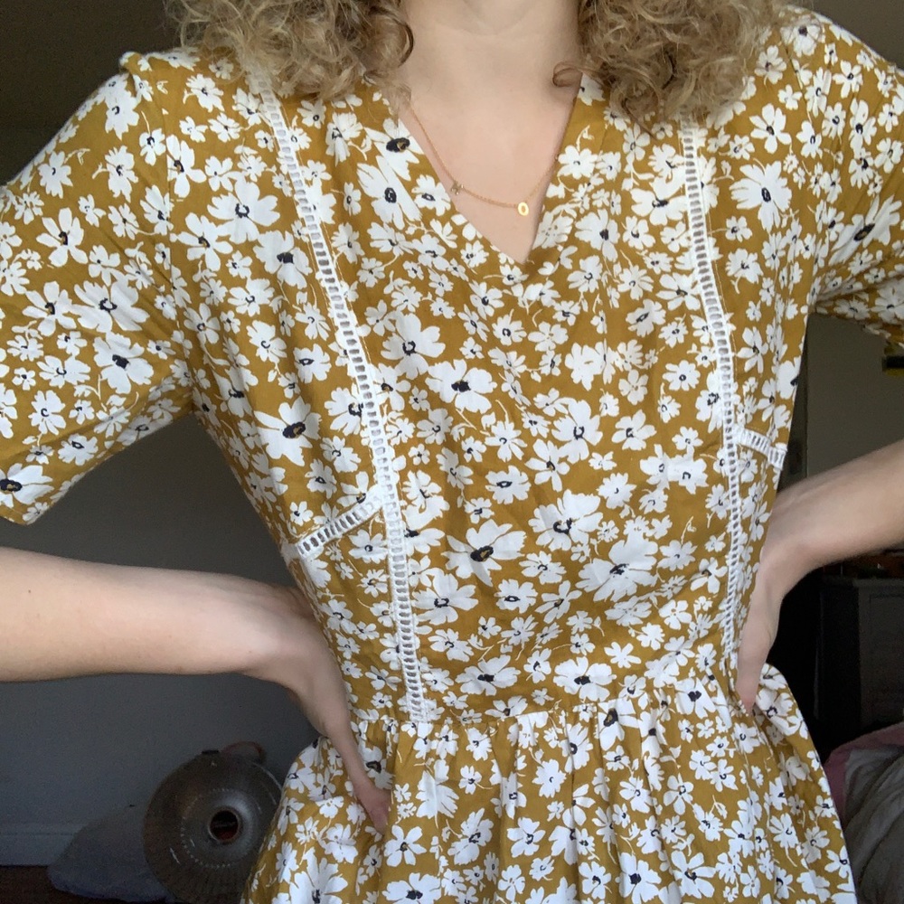 Yellow and white spring dress